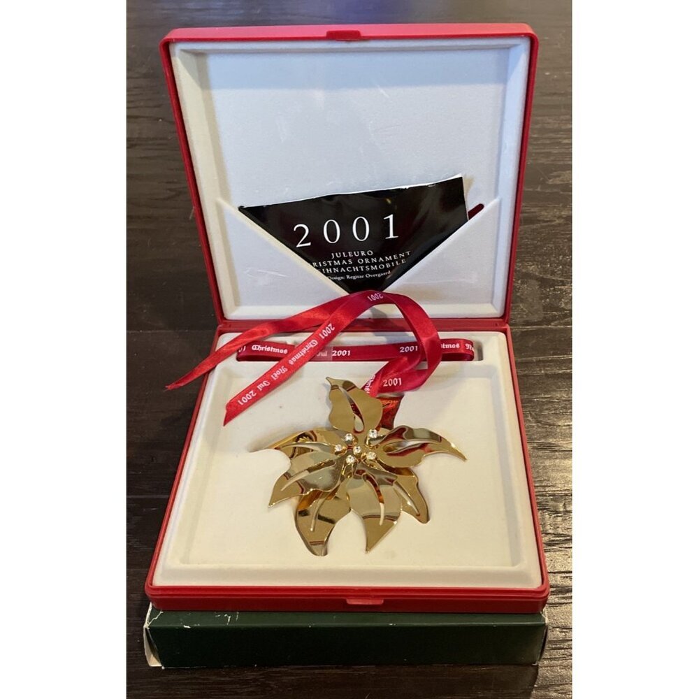 Georg Jensen 2001‎ Christmas Holiday Poinsettia Ornament Box Denmark Vintage